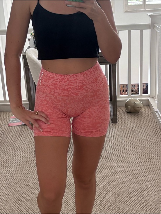 Dfyne Pants - High-Waist Heathered Pink Bike Shorts